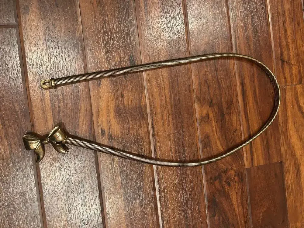 Vintage Brass Tone Bow Metal Snake Chain Stretch Belt, 33” coquette retro girly
